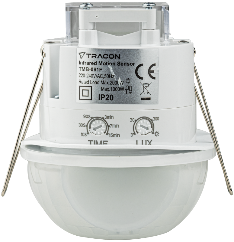 Motion sensor, PIR, for corridor, recessed, white, 220-240 VAC, 30 m ...