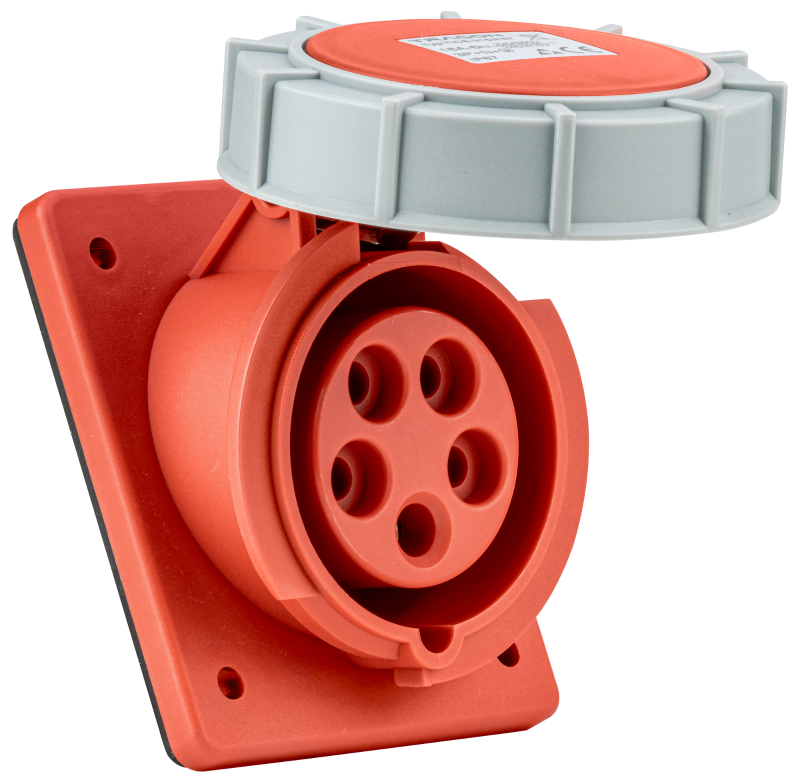Right Slanted Plug In Panel mount slanted industrial socket, 16A, 400V, 3P+N+E, 6h, IP67 ...